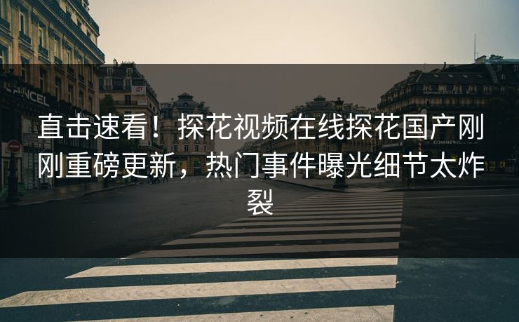 直击速看！探花视频在线探花国产刚刚重磅更新，热门事件曝光细节太炸裂