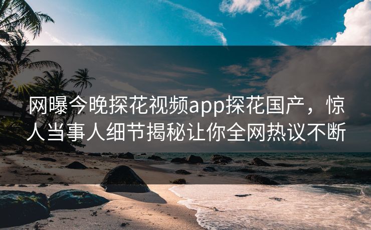 网曝今晚探花视频app探花国产，惊人当事人细节揭秘让你全网热议不断  第1张