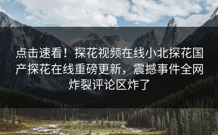 点击速看！探花视频在线小北探花国产探花在线重磅更新，震撼事件全网炸裂评论区炸了  第1张