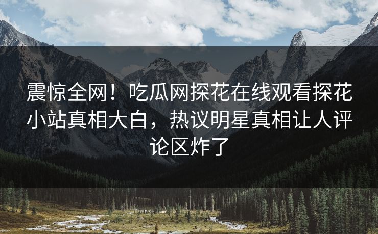 震惊全网！吃瓜网探花在线观看探花小站真相大白，热议明星真相让人评论区炸了
