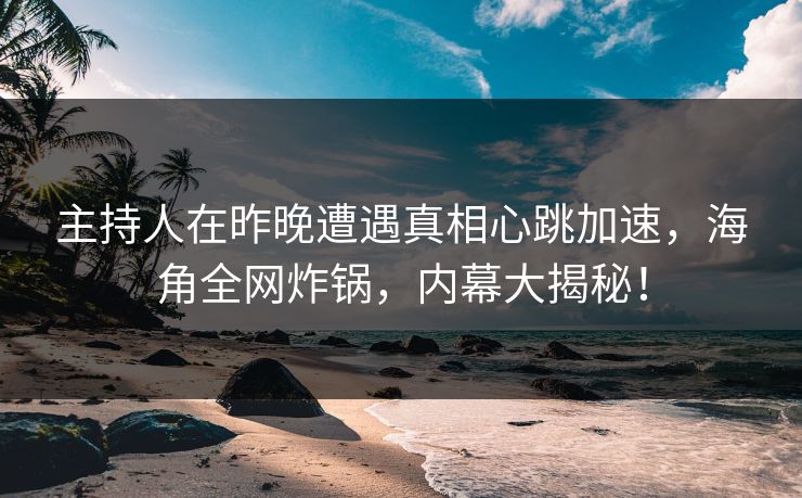 主持人在昨晚遭遇真相心跳加速，海角全网炸锅，内幕大揭秘！  第1张