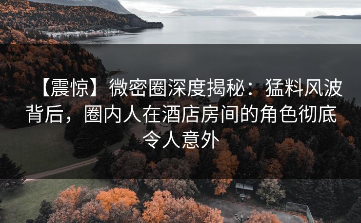 【震惊】微密圈深度揭秘：猛料风波背后，圈内人在酒店房间的角色彻底令人意外