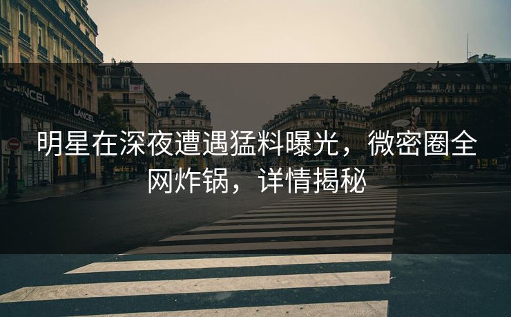 明星在深夜遭遇猛料曝光，微密圈全网炸锅，详情揭秘