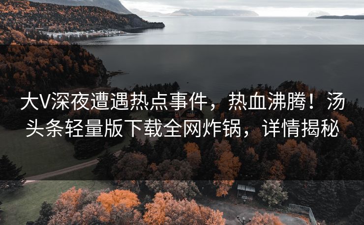 大V深夜遭遇热点事件，热血沸腾！汤头条轻量版下载全网炸锅，详情揭秘  第1张