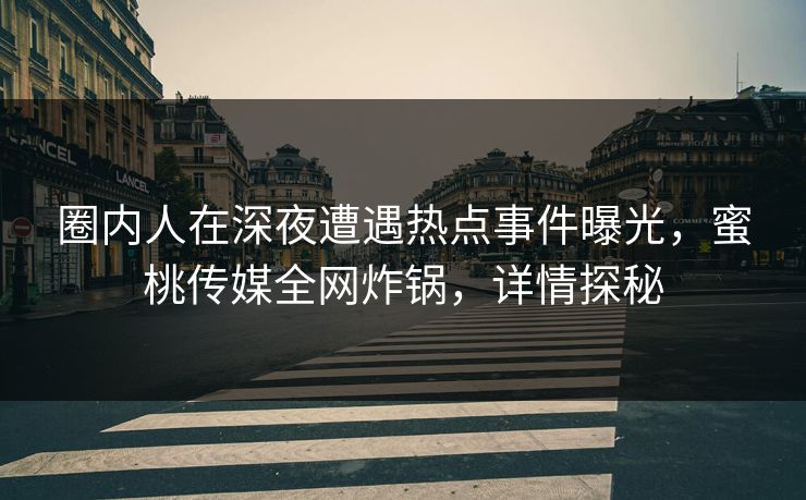 圈内人在深夜遭遇热点事件曝光，蜜桃传媒全网炸锅，详情探秘