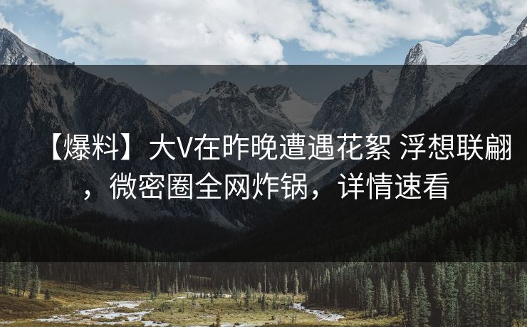 【爆料】大V在昨晚遭遇花絮 浮想联翩，微密圈全网炸锅，详情速看