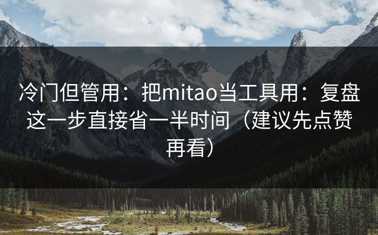 冷门但管用：把mitao当工具用：复盘这一步直接省一半时间（建议先点赞再看）